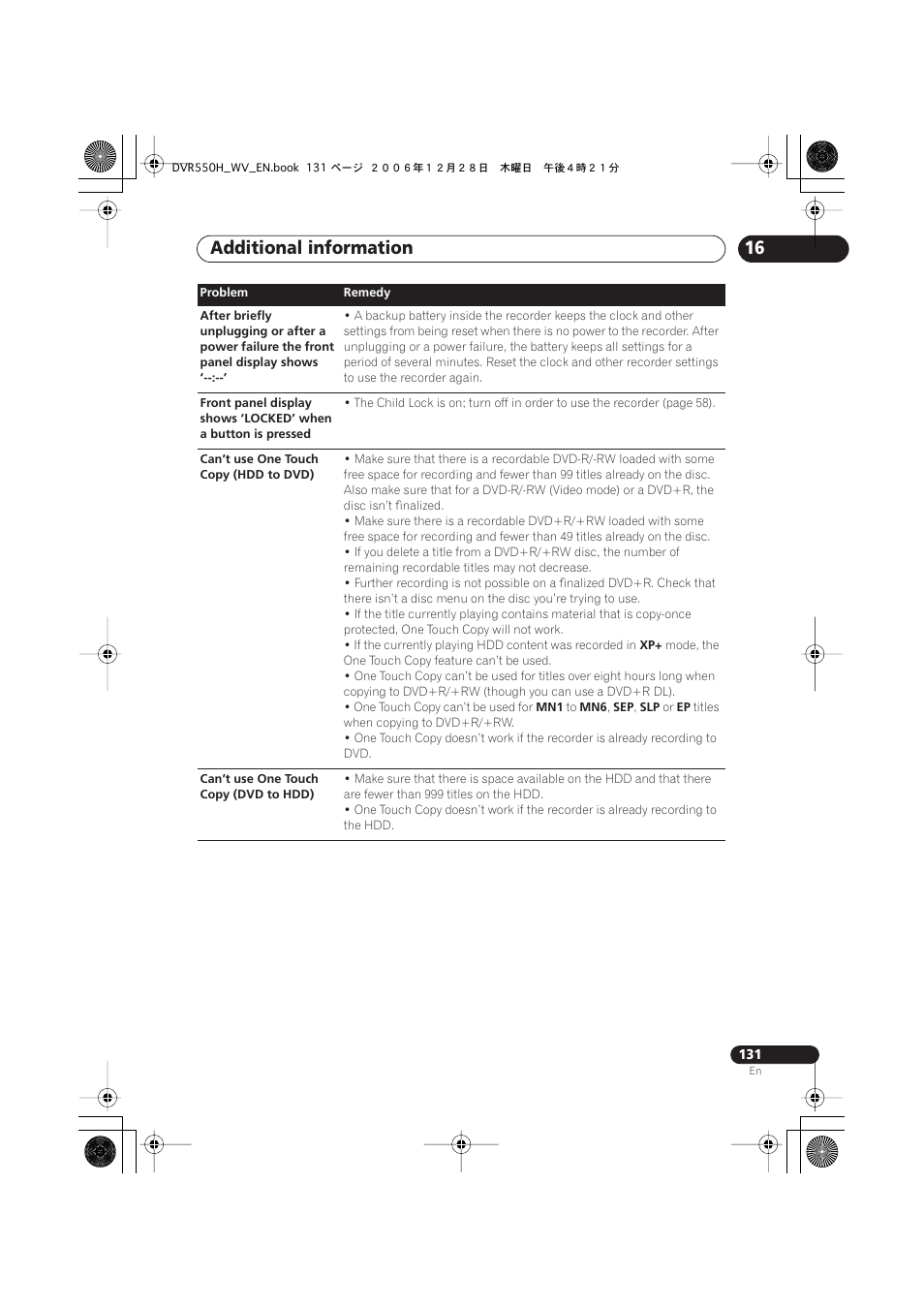 Additional information | Pioneer DVR-550H-S User Manual | Page 131 / 142