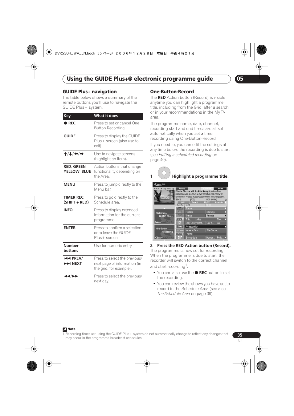 Using the guide plus+® electronic programme guide | Pioneer DVR-550H-S User Manual | Page 35 / 142