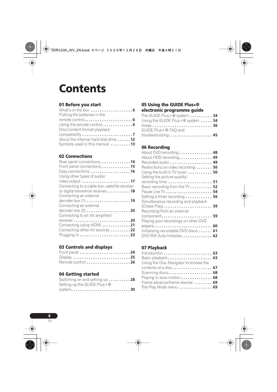 Pioneer DVR-550H-S User Manual | Page 4 / 142