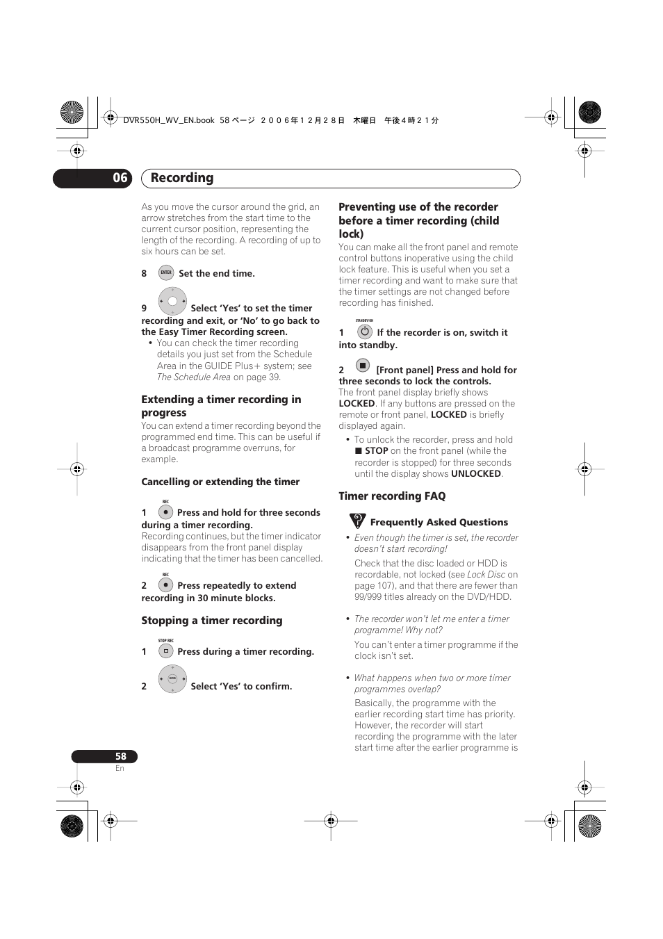 Recording 06 | Pioneer DVR-550H-S User Manual | Page 58 / 142