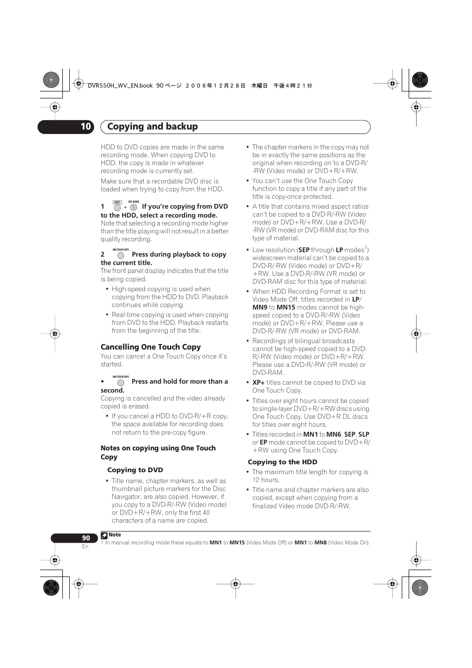 Copying and backup 10 | Pioneer DVR-550H-S User Manual | Page 90 / 142