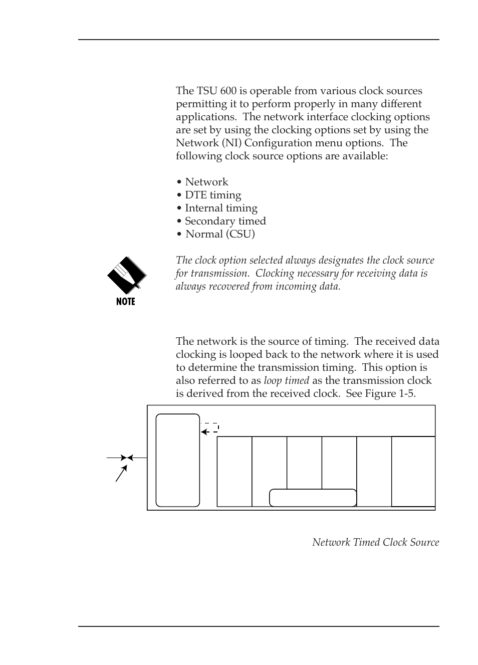 Tsu 600 clock sources, Network timed | ADTRAN TSU 600 User Manual | Page 25 / 133