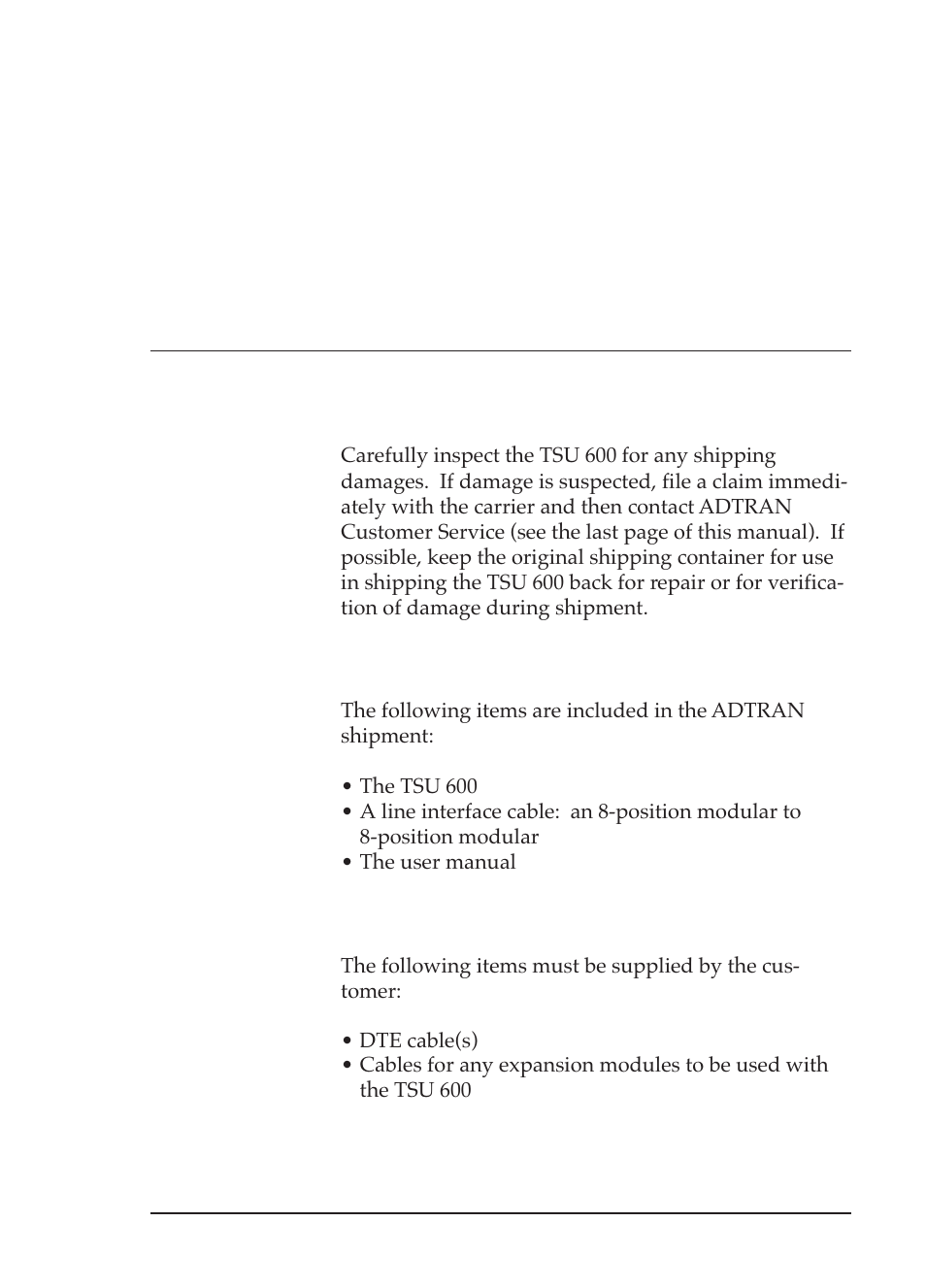 Chapter 2 installation | ADTRAN TSU 600 User Manual | Page 37 / 133