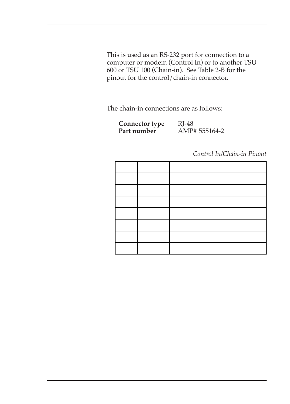 Control in/chain-in | ADTRAN TSU 600 User Manual | Page 43 / 133