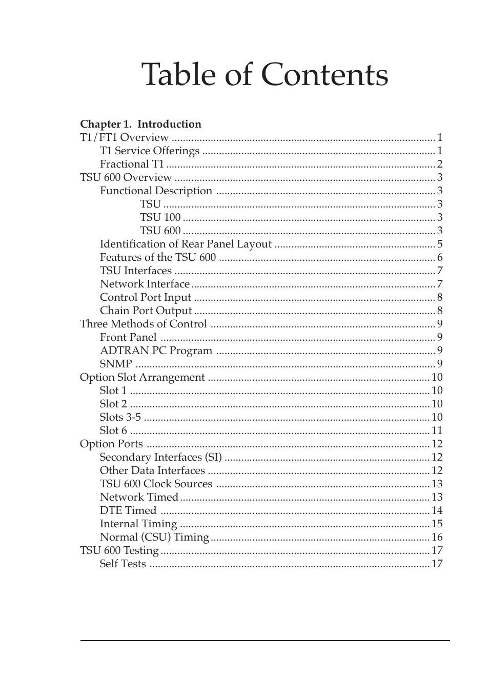 ADTRAN TSU 600 User Manual | Page 5 / 133