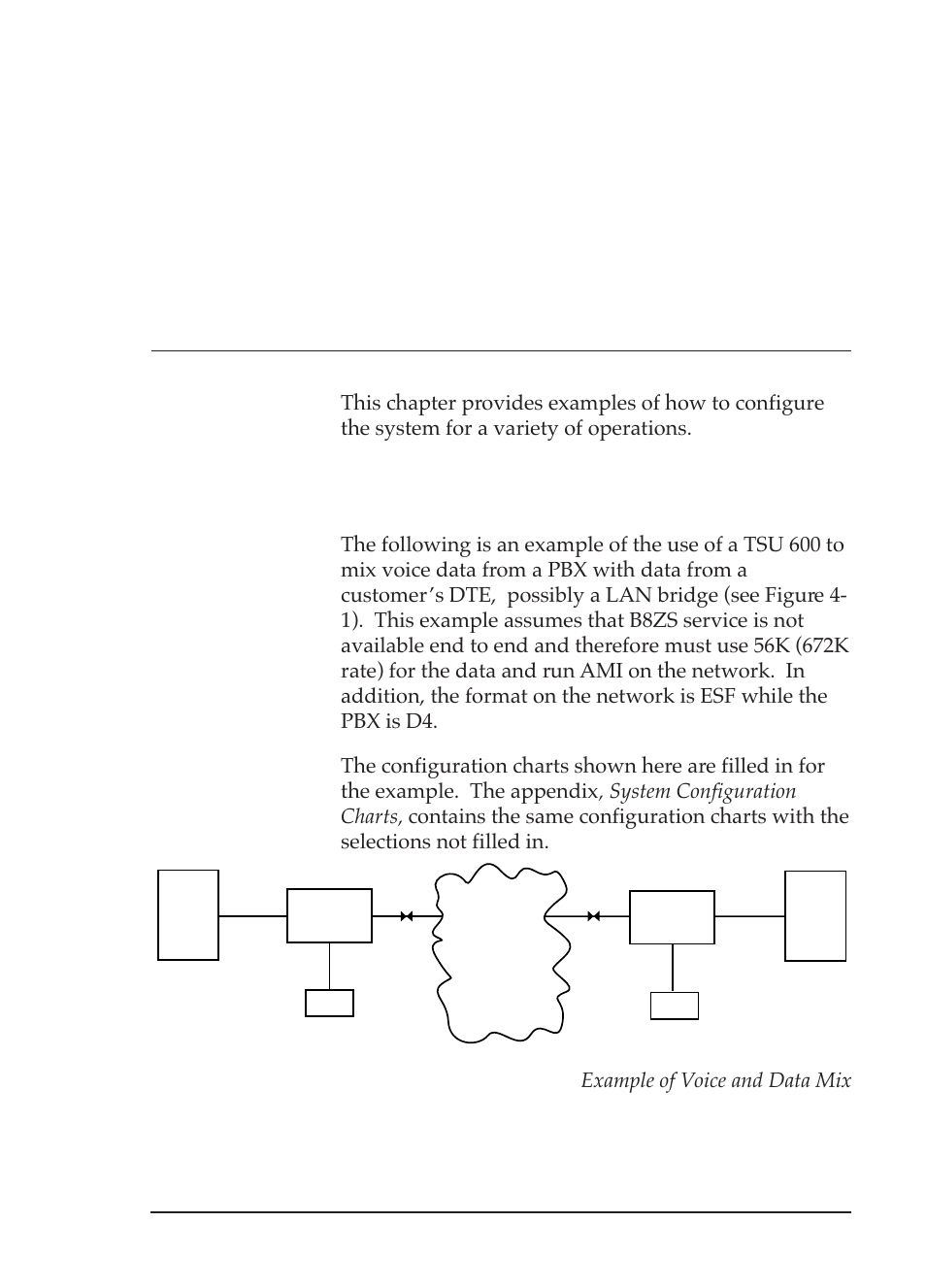 Chapter 4 example operations, Voice and data mix | ADTRAN TSU 600 User Manual | Page 97 / 133