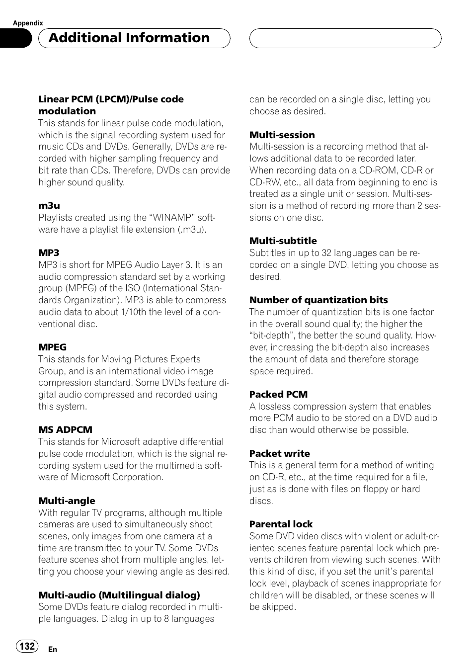 Additional information | Pioneer AVH-P7900DVD User Manual | Page 132 / 137