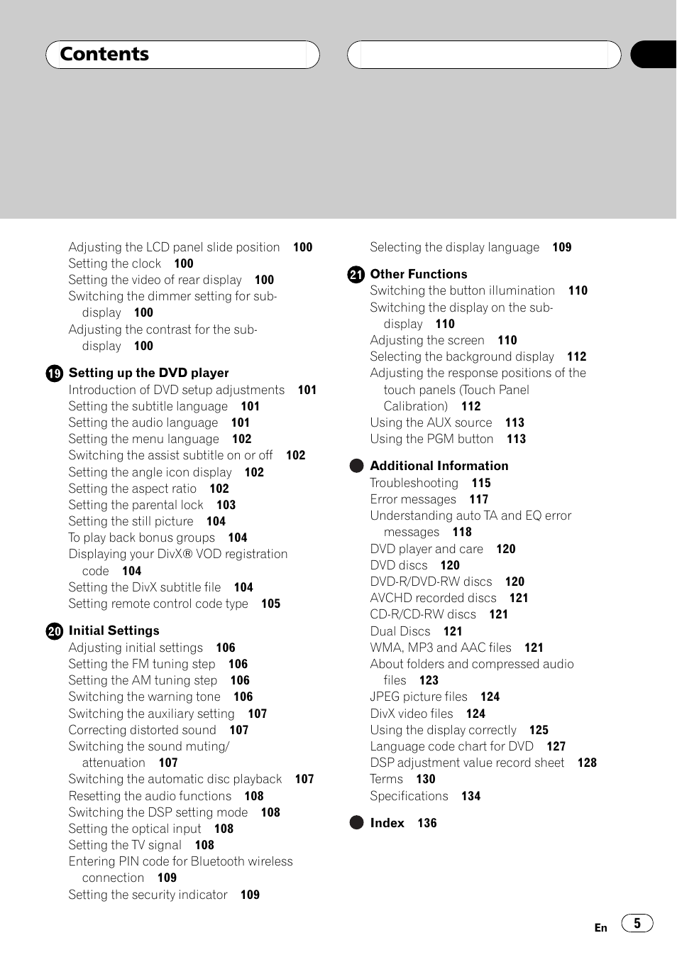 Pioneer AVH-P7900DVD User Manual | Page 5 / 137