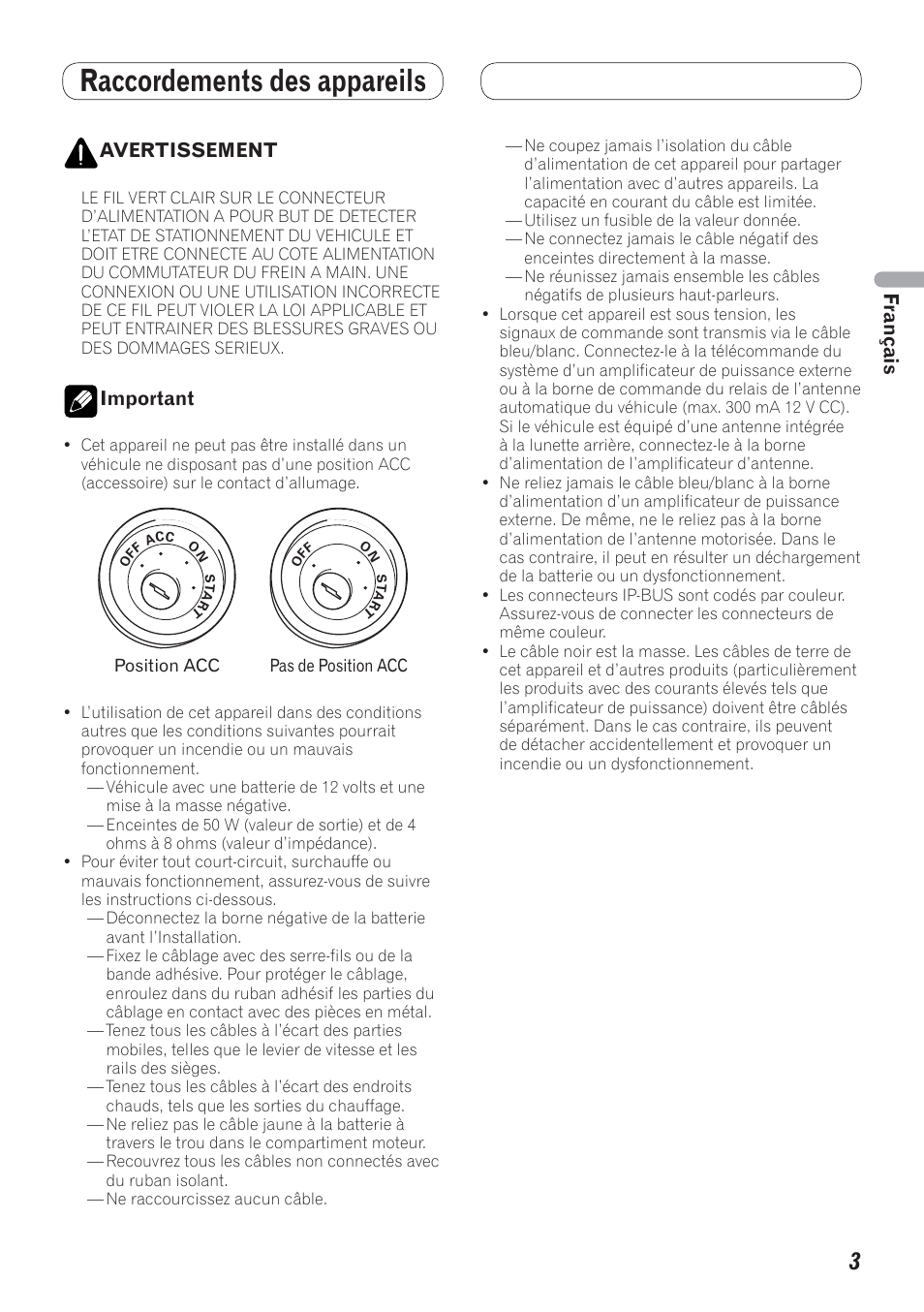 Raccordements des appareils | Pioneer AVH-P4200DVD User Manual | Page 19 / 100