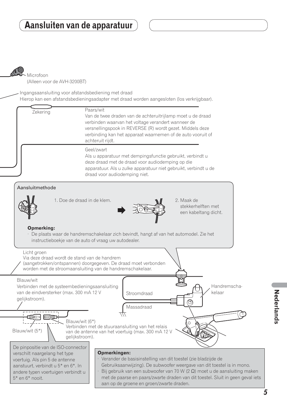 Aansluiten van de apparatuur, Nederlands | Pioneer AVH-P4200DVD User Manual | Page 85 / 100