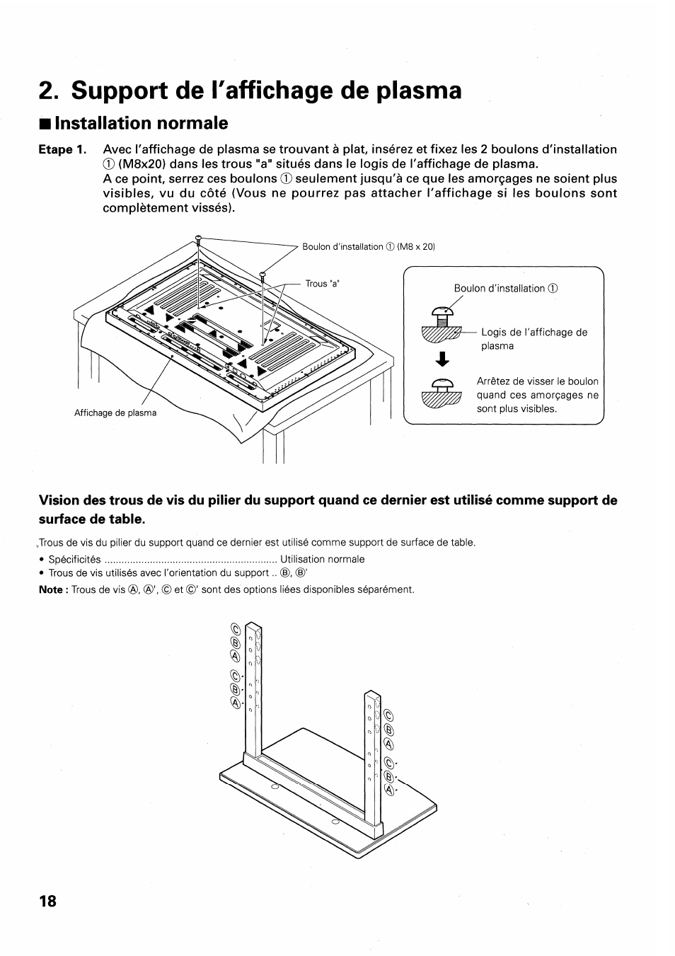 Support de l'affichage de plasma, Installation normale | Pioneer PDK-TS01 User Manual | Page 18 / 64