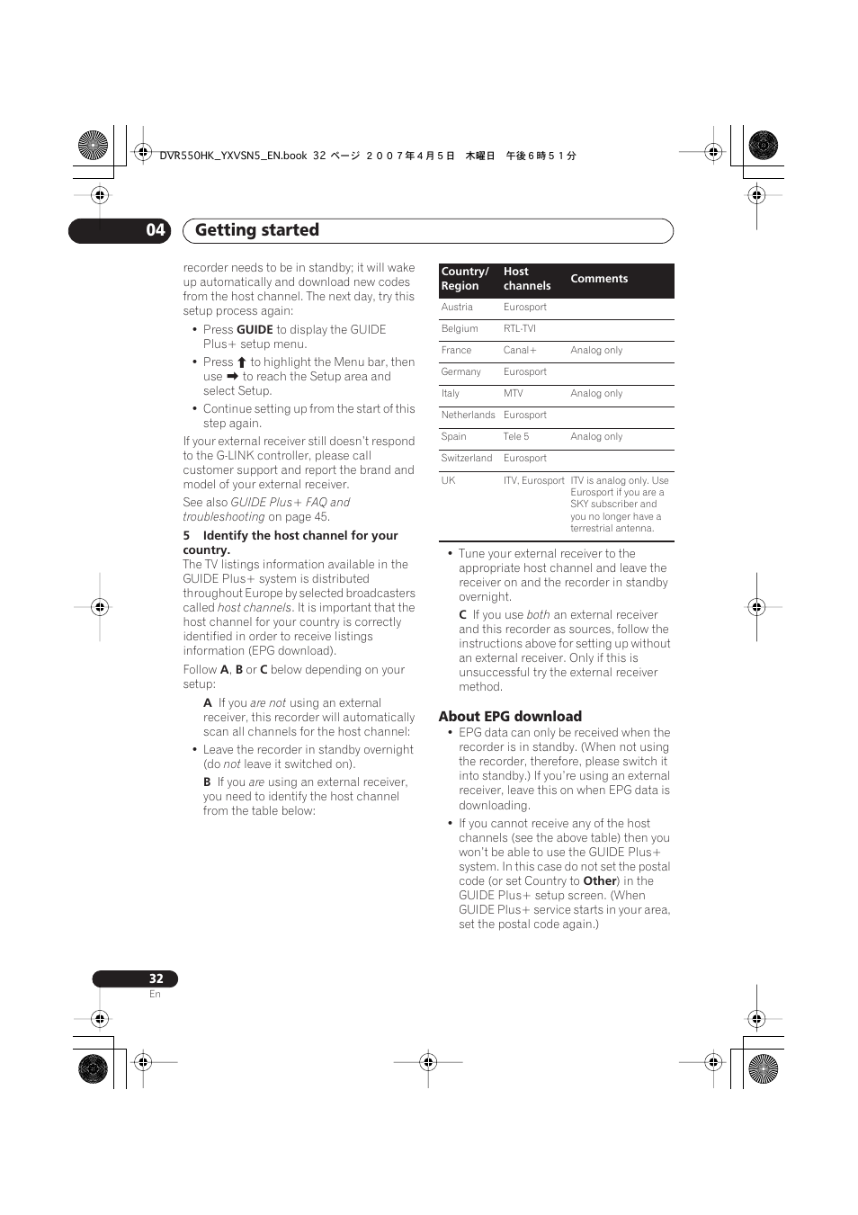 Getting started 04 | Pioneer DVR-550H-K User Manual | Page 32 / 142