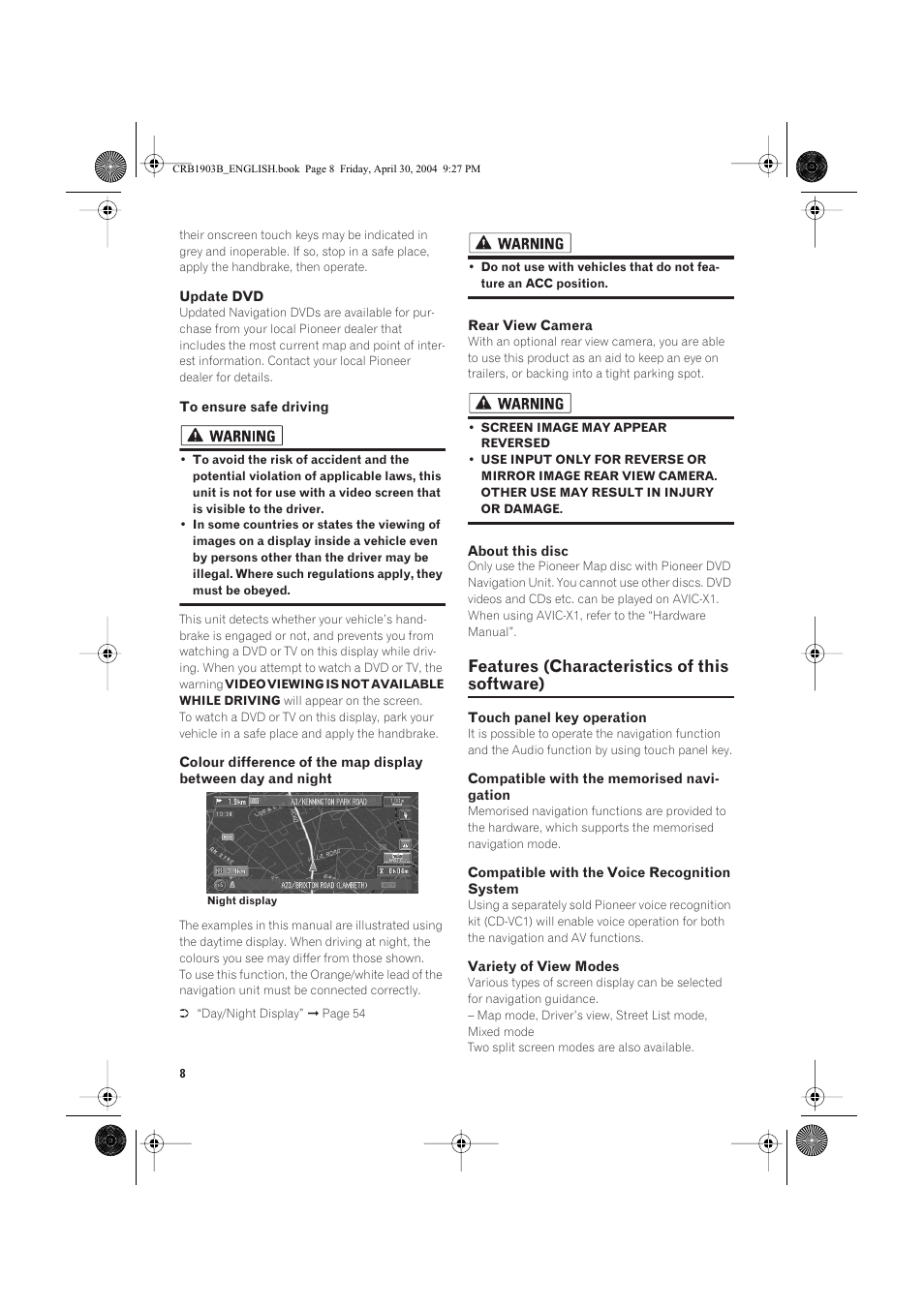 Features (characteristics of this software) | Pioneer AVIC-X1 User Manual | Page 10 / 124