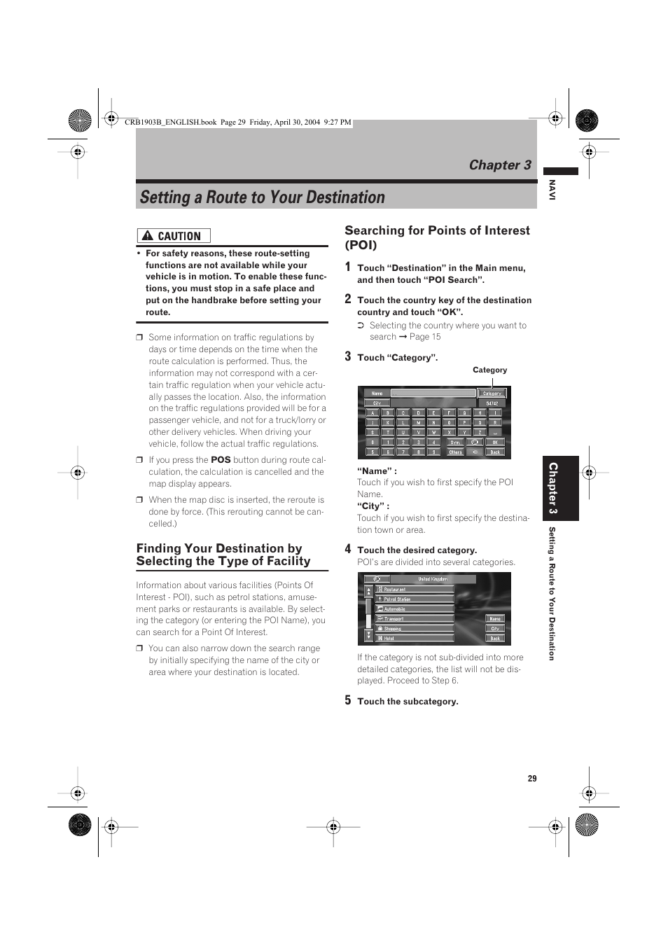 Setting a route to your destination, Chapter 3 | Pioneer AVIC-X1 User Manual | Page 31 / 124