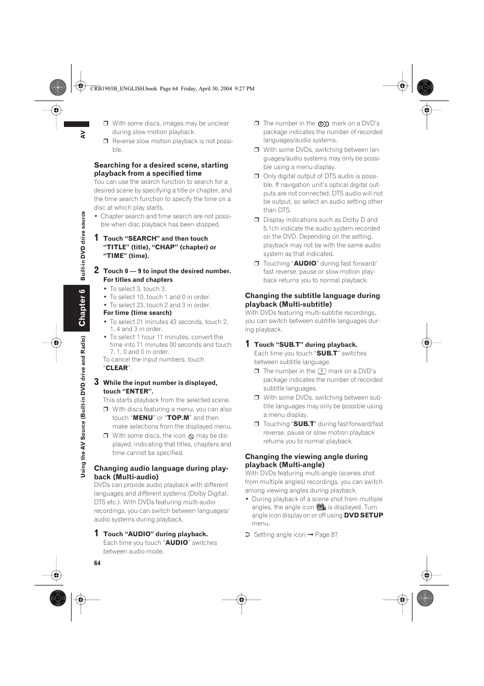 Chapter 6 | Pioneer AVIC-X1 User Manual | Page 66 / 124