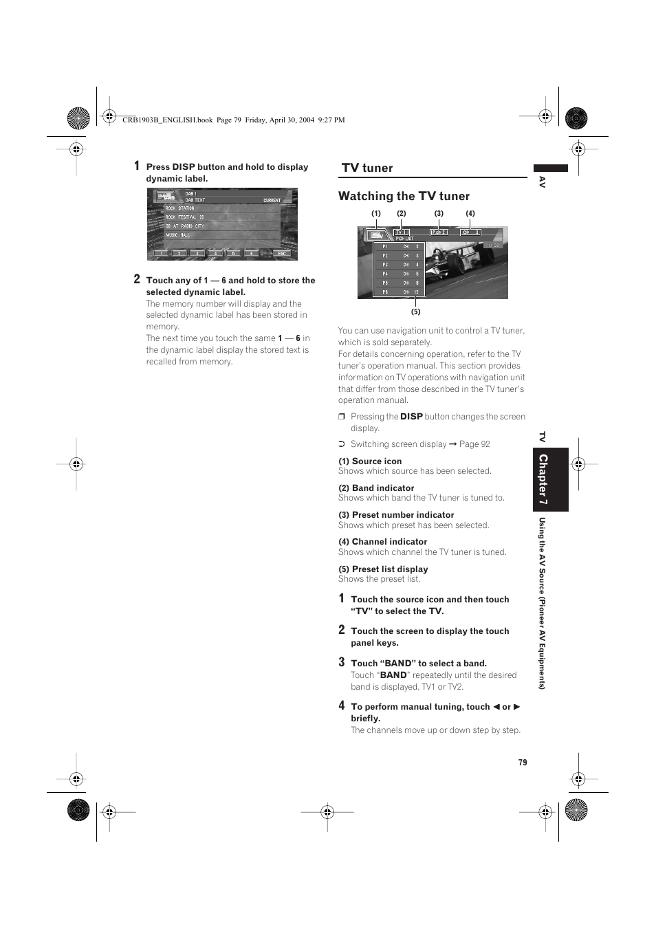 Tv tuner watching the tv tuner | Pioneer AVIC-X1 User Manual | Page 81 / 124
