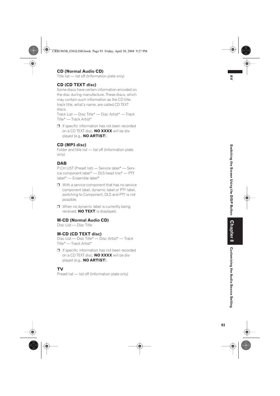 Chapter 8 | Pioneer AVIC-X1 User Manual | Page 95 / 124