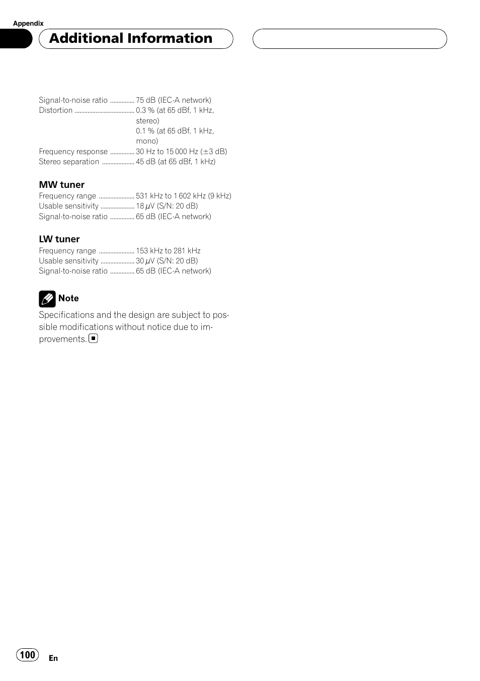 Additional information | Pioneer AVH-P5900DVD User Manual | Page 100 / 102