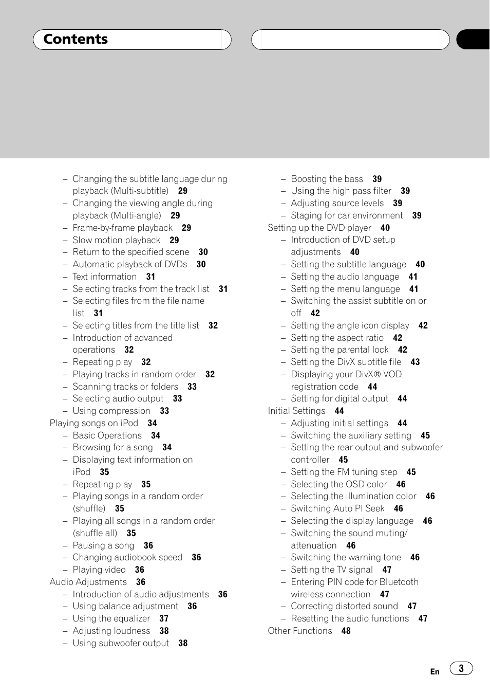 Pioneer AVH-P5900DVD User Manual | Page 3 / 102