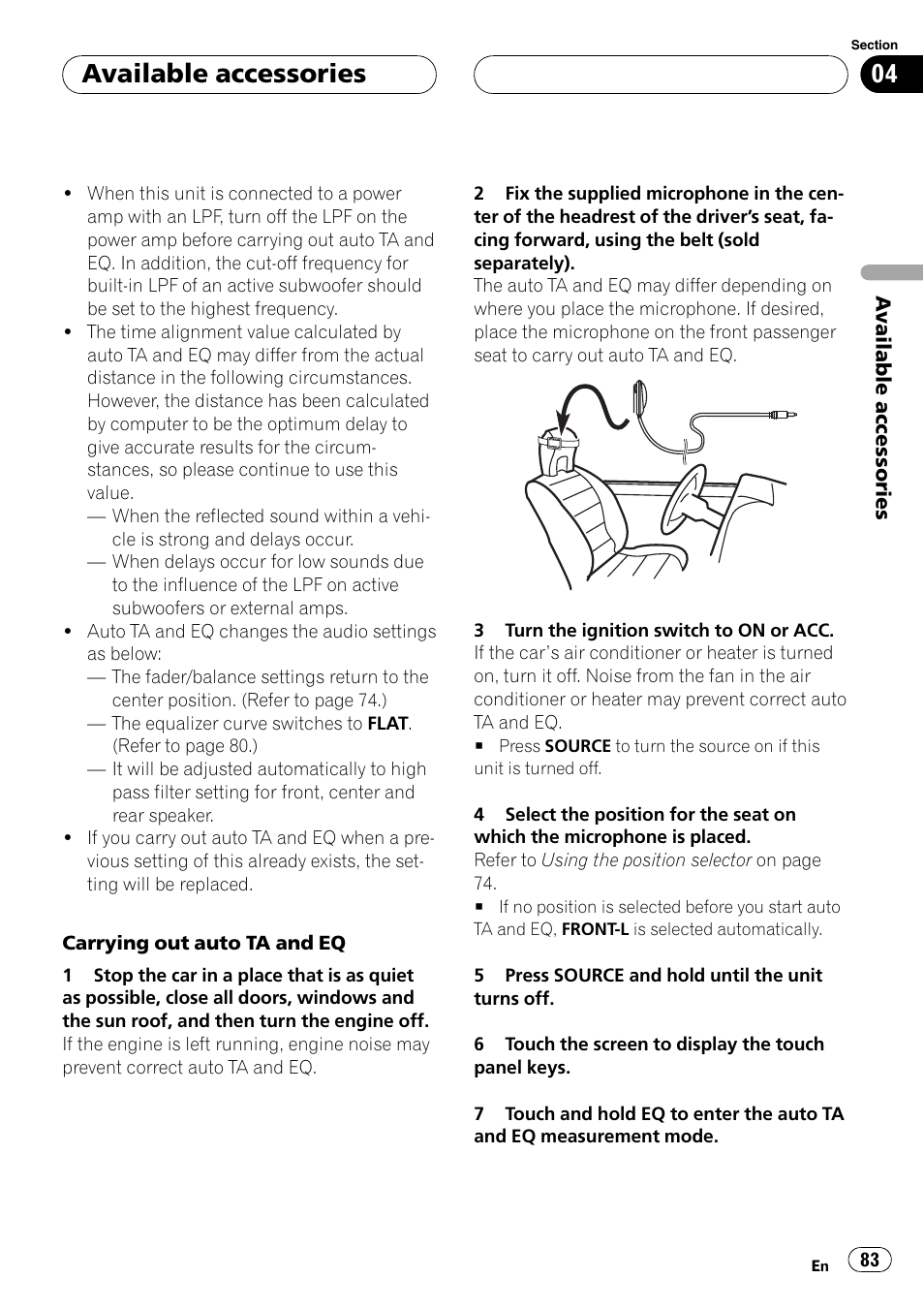 Available accessories | Pioneer AVH-P5900DVD User Manual | Page 83 / 102