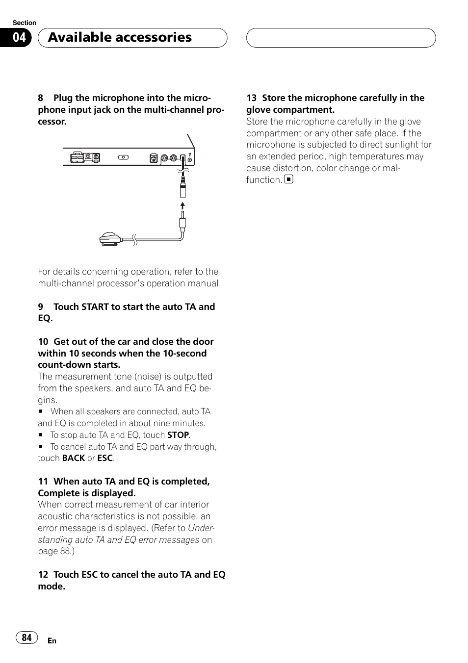 Available accessories | Pioneer AVH-P5900DVD User Manual | Page 84 / 102