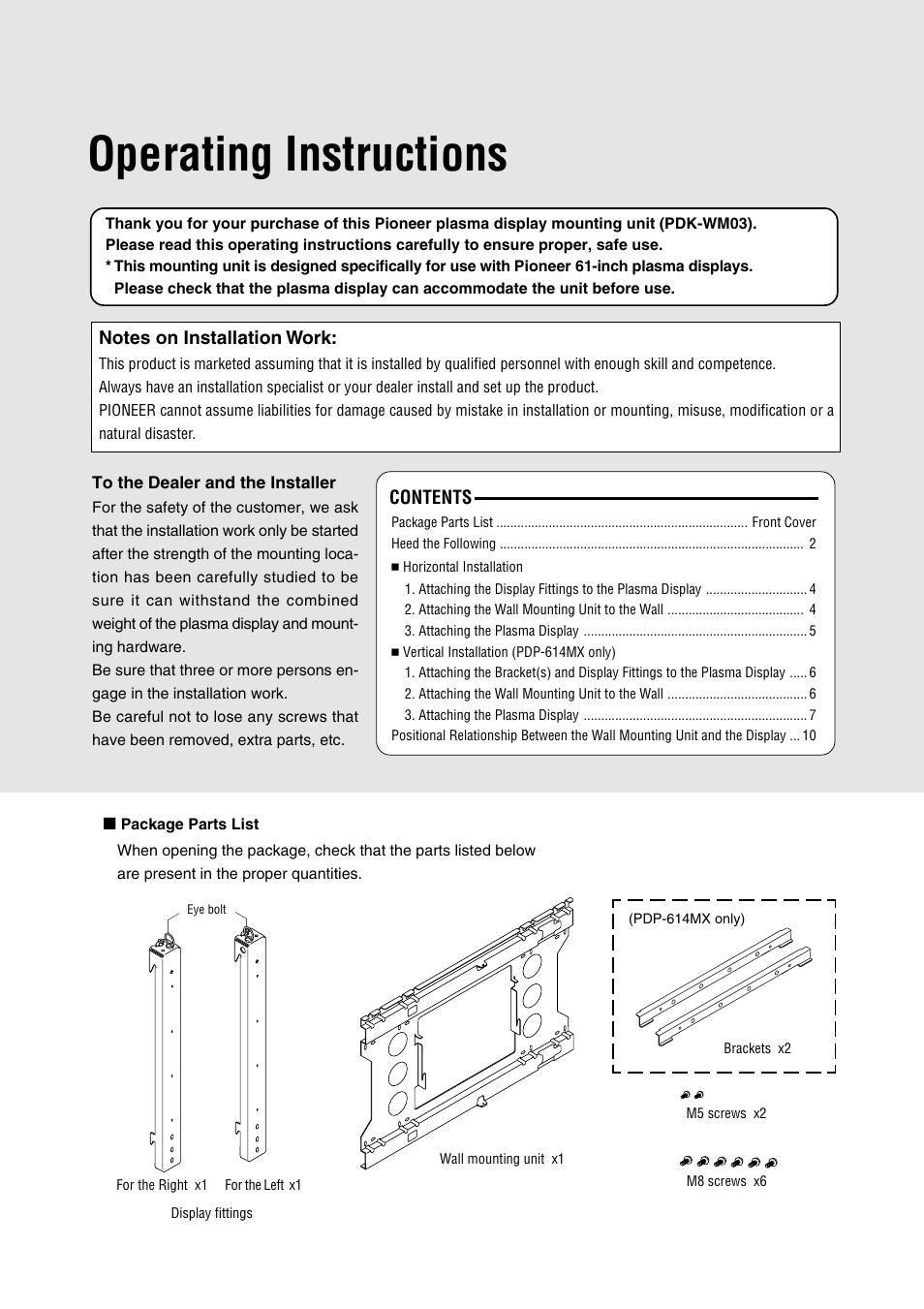 Operating instructions | Pioneer PDK-WM03 User Manual | Page 12 / 62