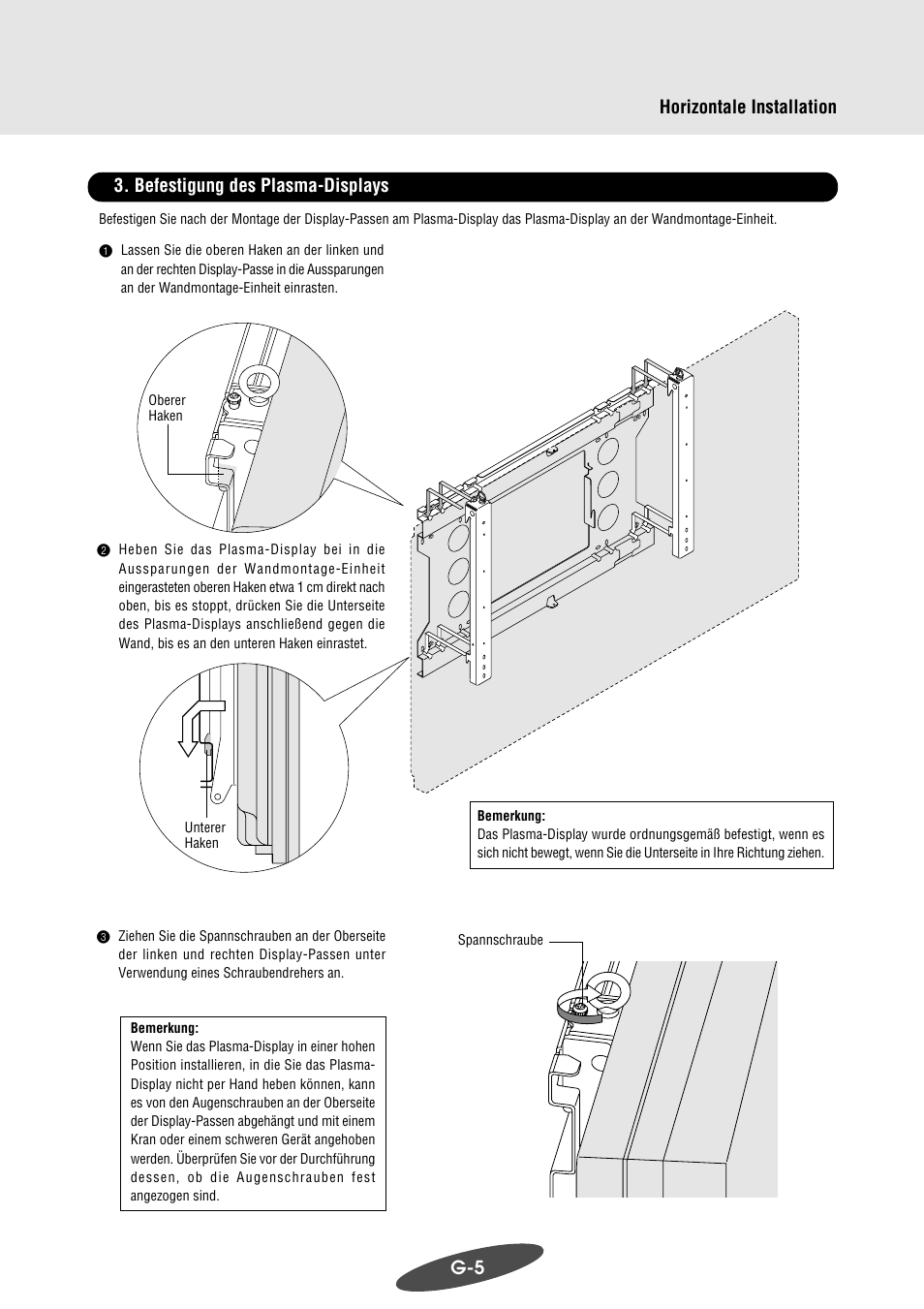 Befestigung des plasma-displays, Horizontale installation | Pioneer PDK-WM03 User Manual | Page 36 / 62