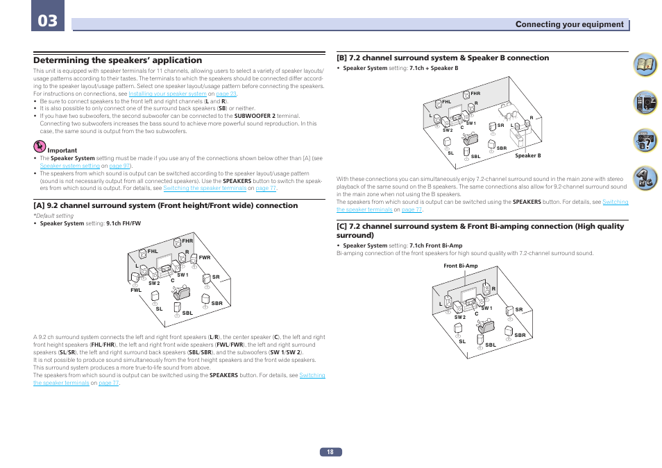 Determining the speakers’ application | Pioneer SC-LX57-S User Manual | Page 18 / 134