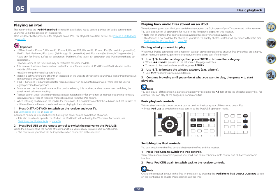 Playing an ipod | Pioneer SC-LX57-S User Manual | Page 50 / 134