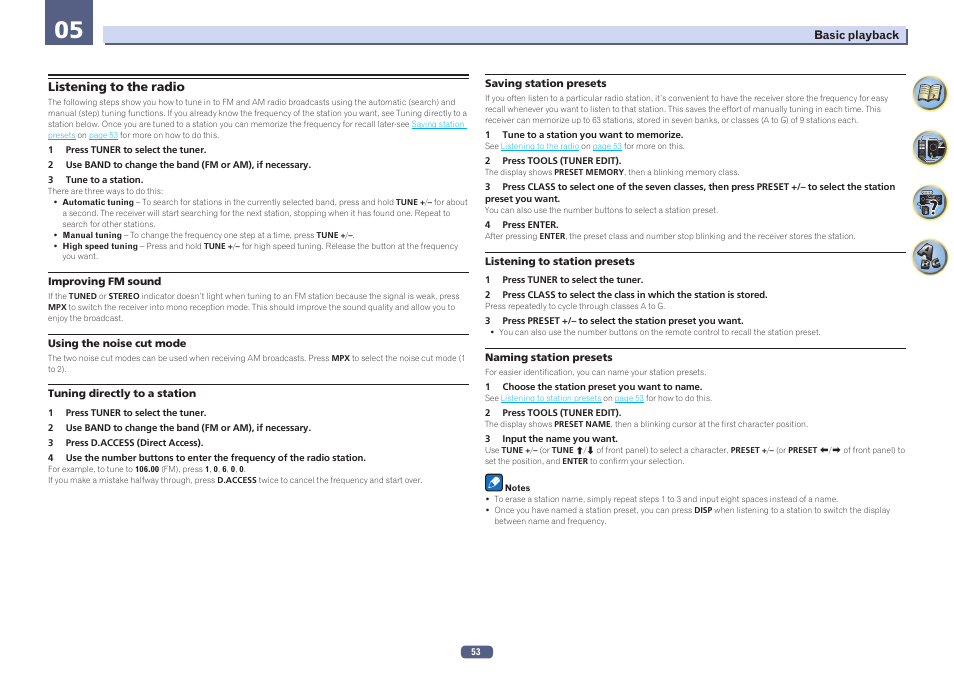 Listening to the radio | Pioneer SC-LX57-S User Manual | Page 53 / 134