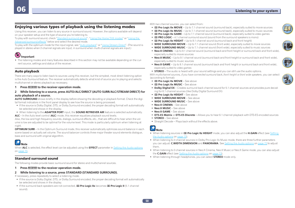 06 listening to your system | Pioneer SC-LX57-S User Manual | Page 58 / 134