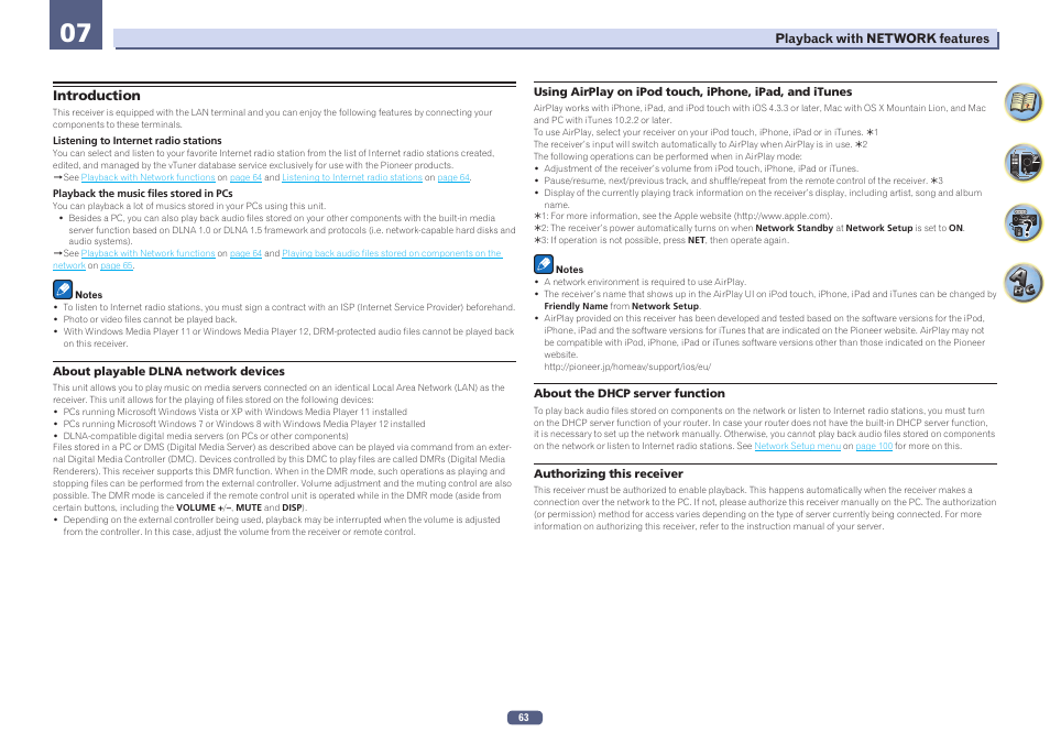 07 playback with network features, Introduction | Pioneer SC-LX57-S User Manual | Page 63 / 134