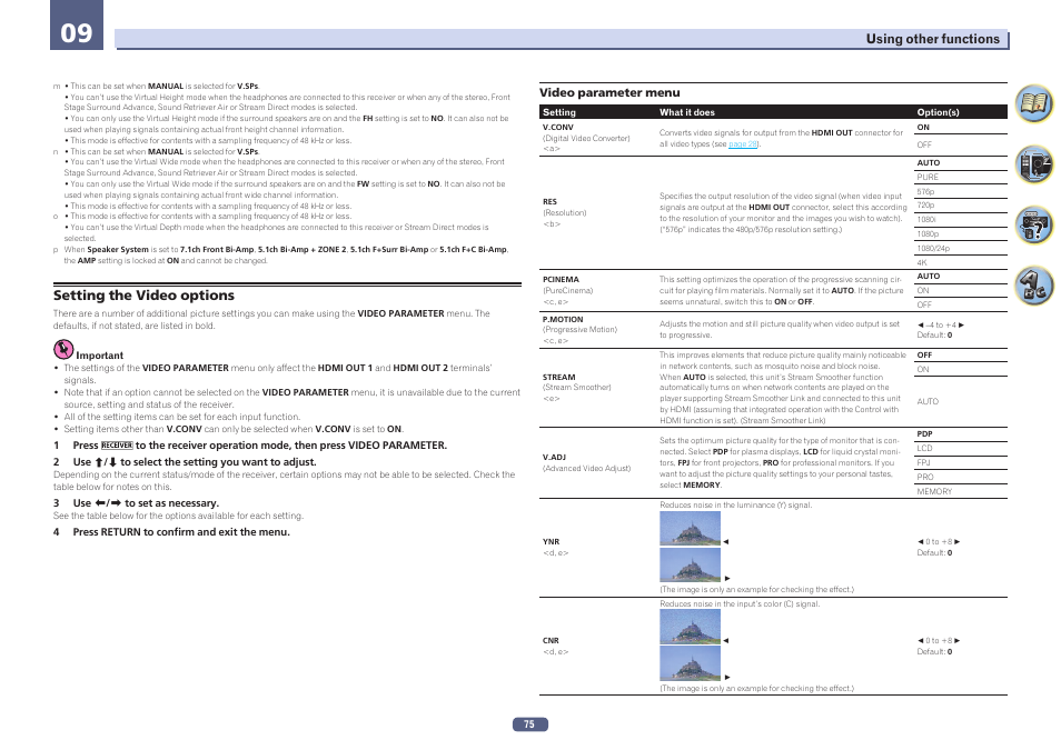 Setting the video options | Pioneer SC-LX57-S User Manual | Page 75 / 134