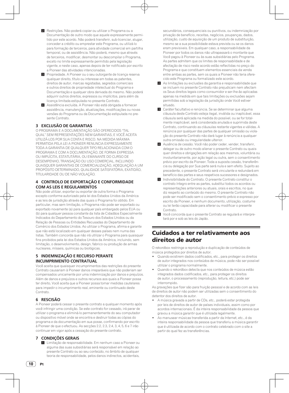 Cuidados a ter relativamente aos direitos de autor | Pioneer CDJ-900NXS User Manual | Page 68 / 84