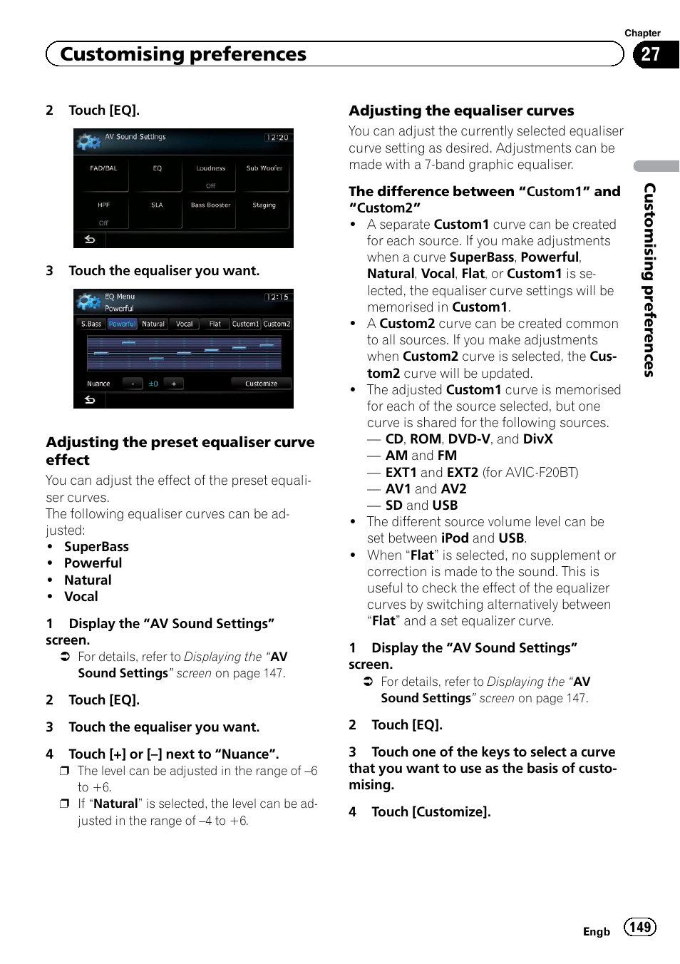 Customising preferences | Pioneer AVIC-F9220BT User Manual | Page 149 / 200