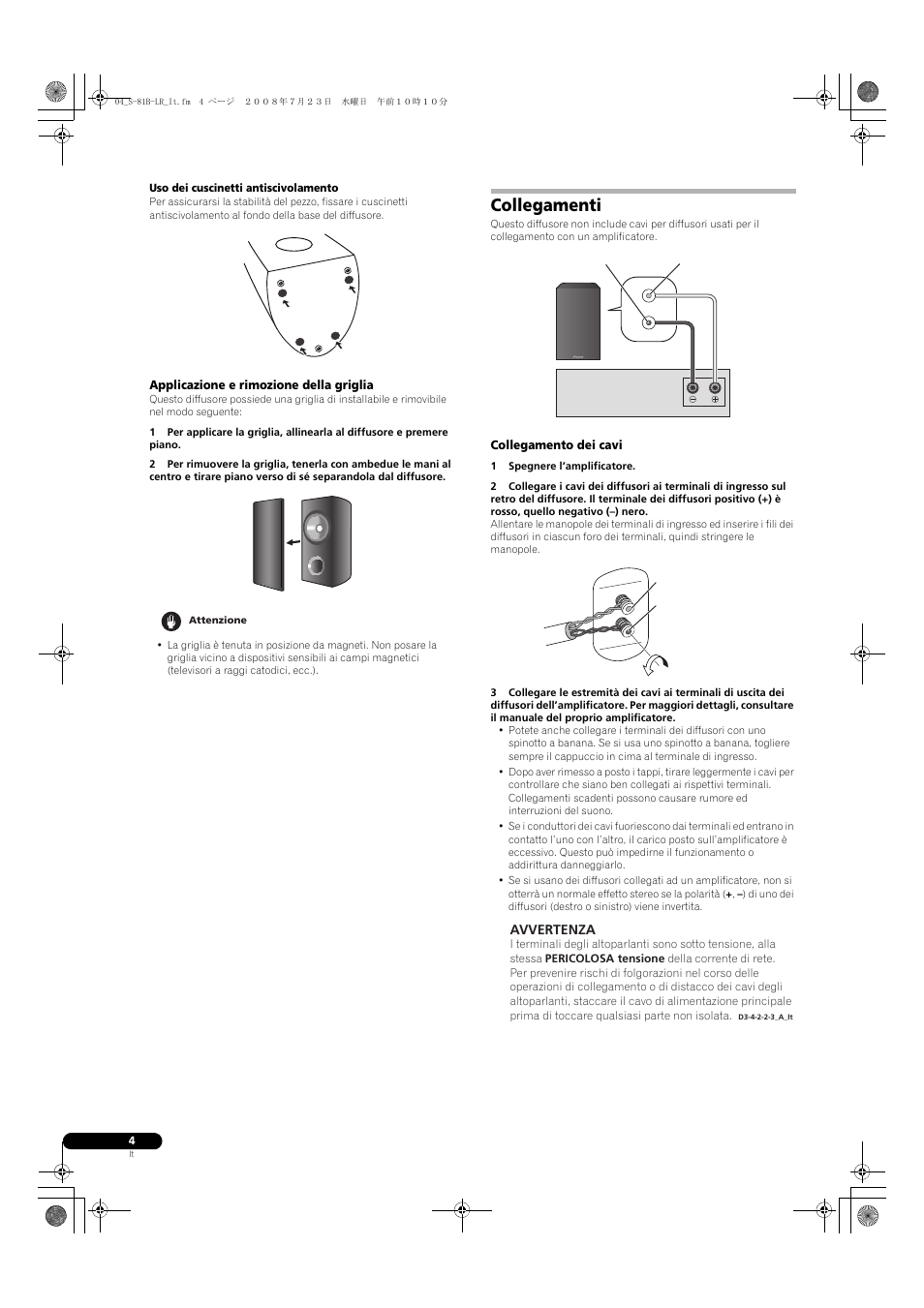 Collegamenti | Pioneer S-81B-LR-QL User Manual | Page 16 / 54