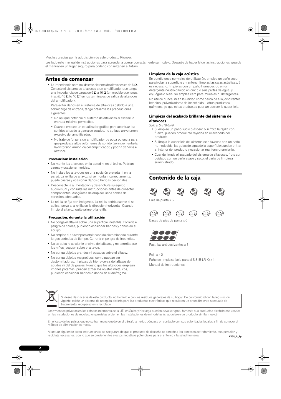 Pioneer S-81B-LR-QL User Manual | Page 22 / 54