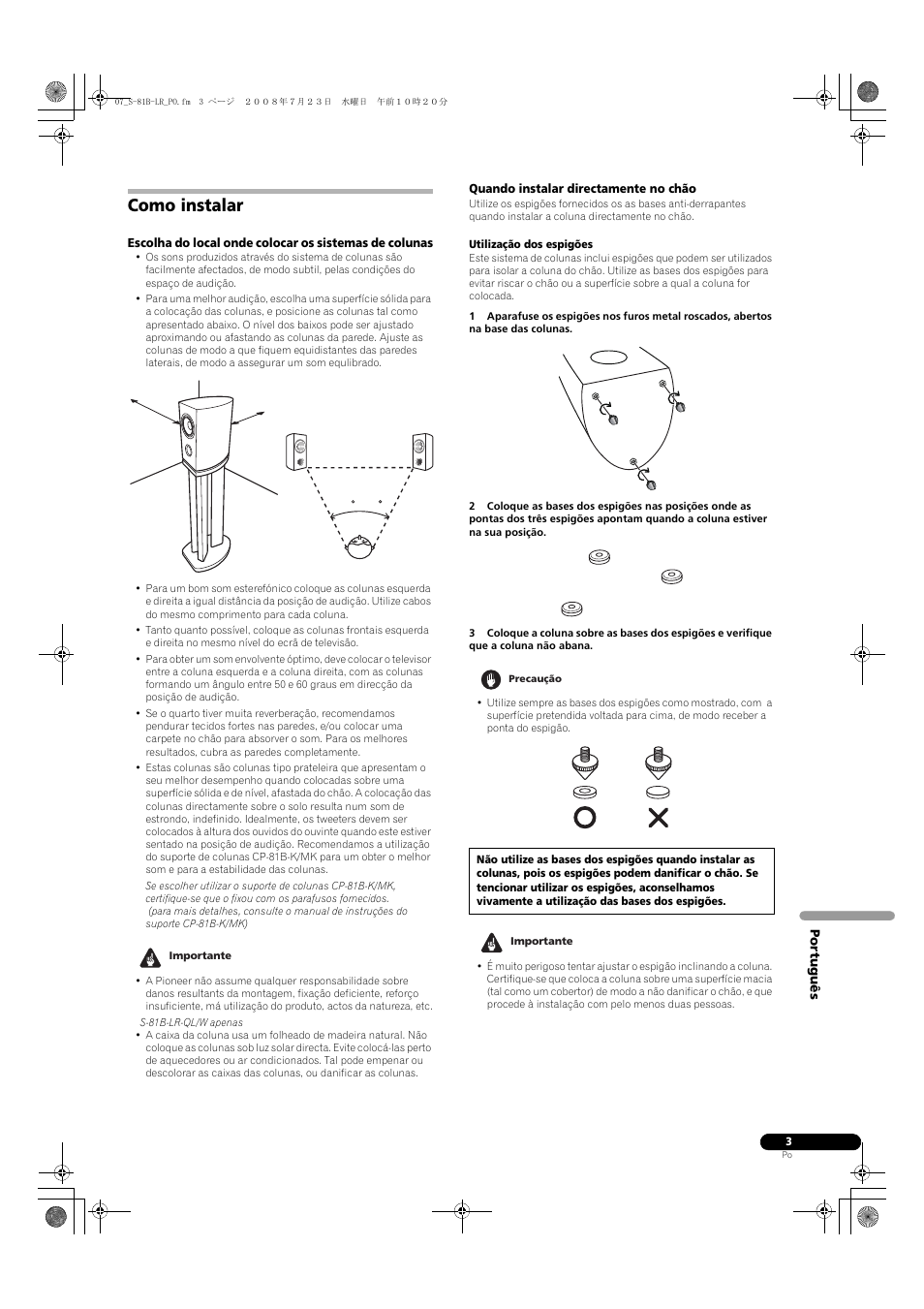Como instalar | Pioneer S-81B-LR-QL User Manual | Page 27 / 54