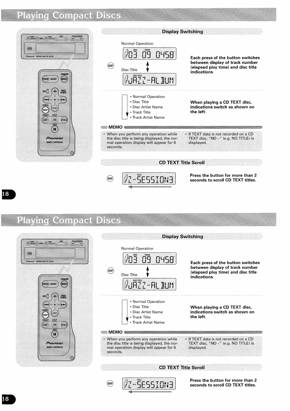 Display switching, Dd ob ubbu, Cd text title scroll | Y'od ob ubbu | Pioneer CDX-FM657 User Manual | Page 18 / 68