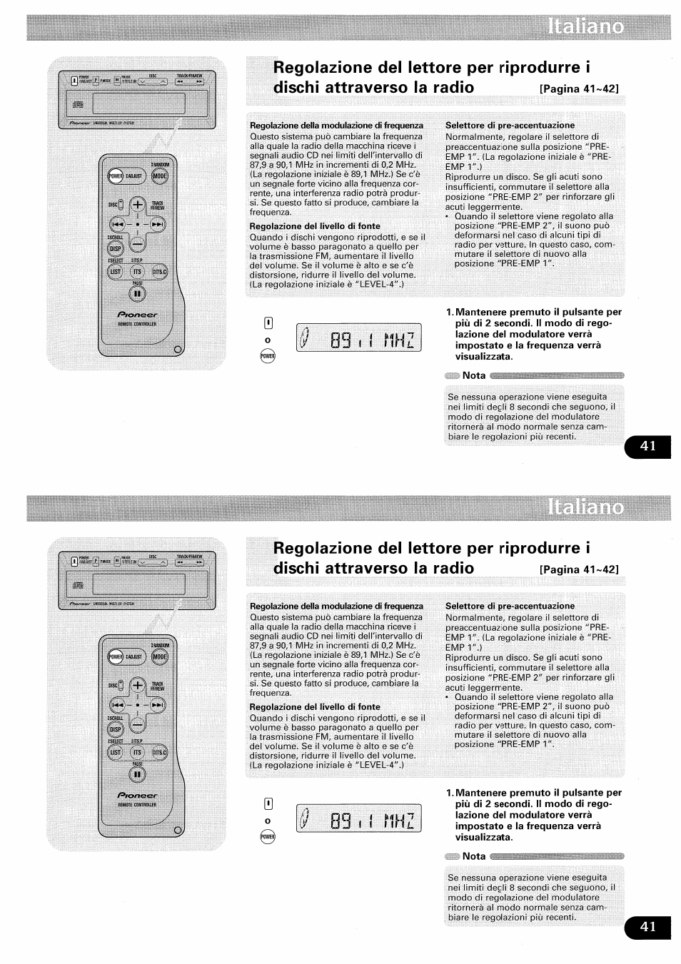 Regolazione del lettore per riprodurre i | Pioneer CDX-FM657 User Manual | Page 41 / 68