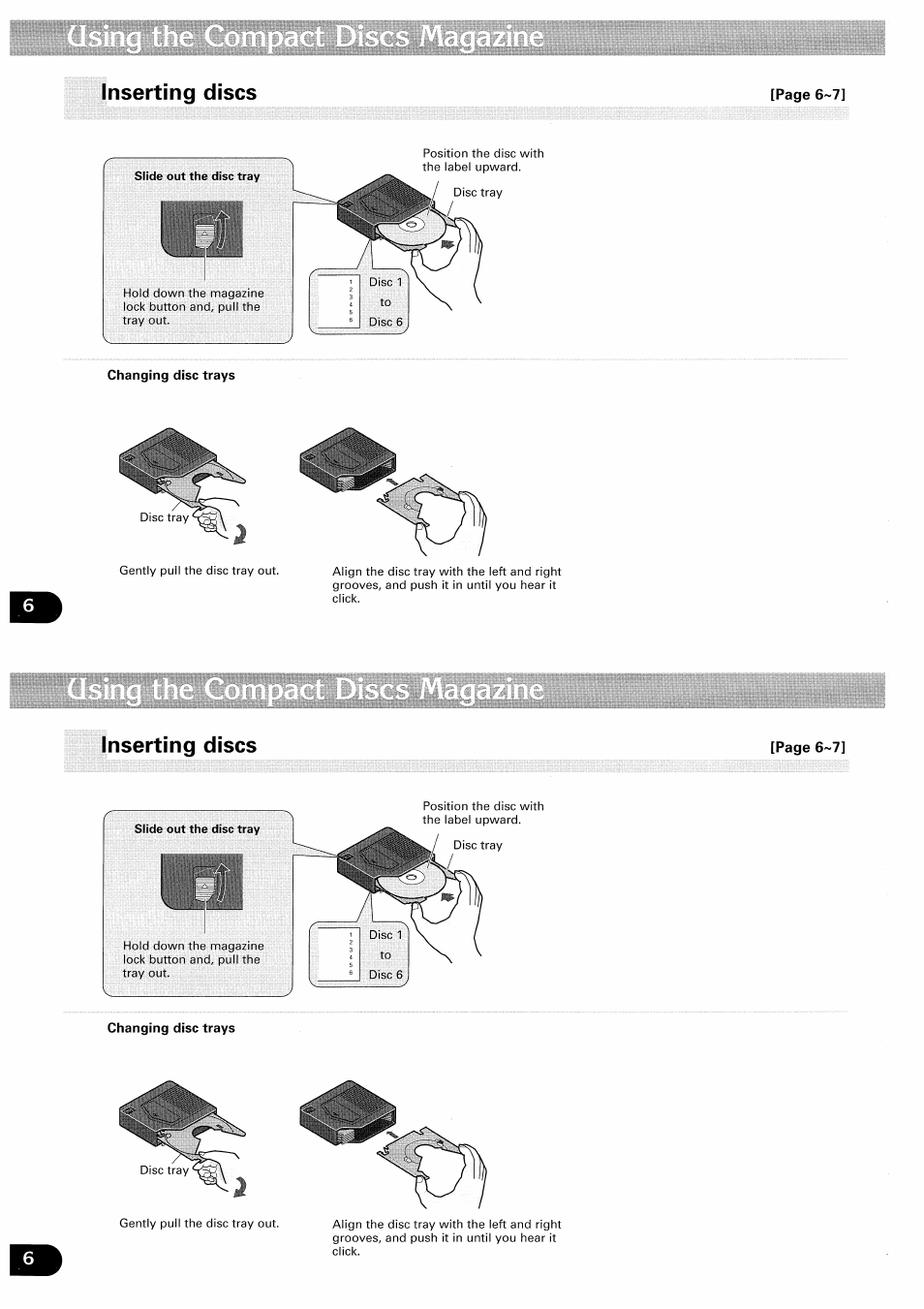 Changing disc trays, Inserting discs, Inserting discs ^7 | Pioneer CDX-FM657 User Manual | Page 6 / 68