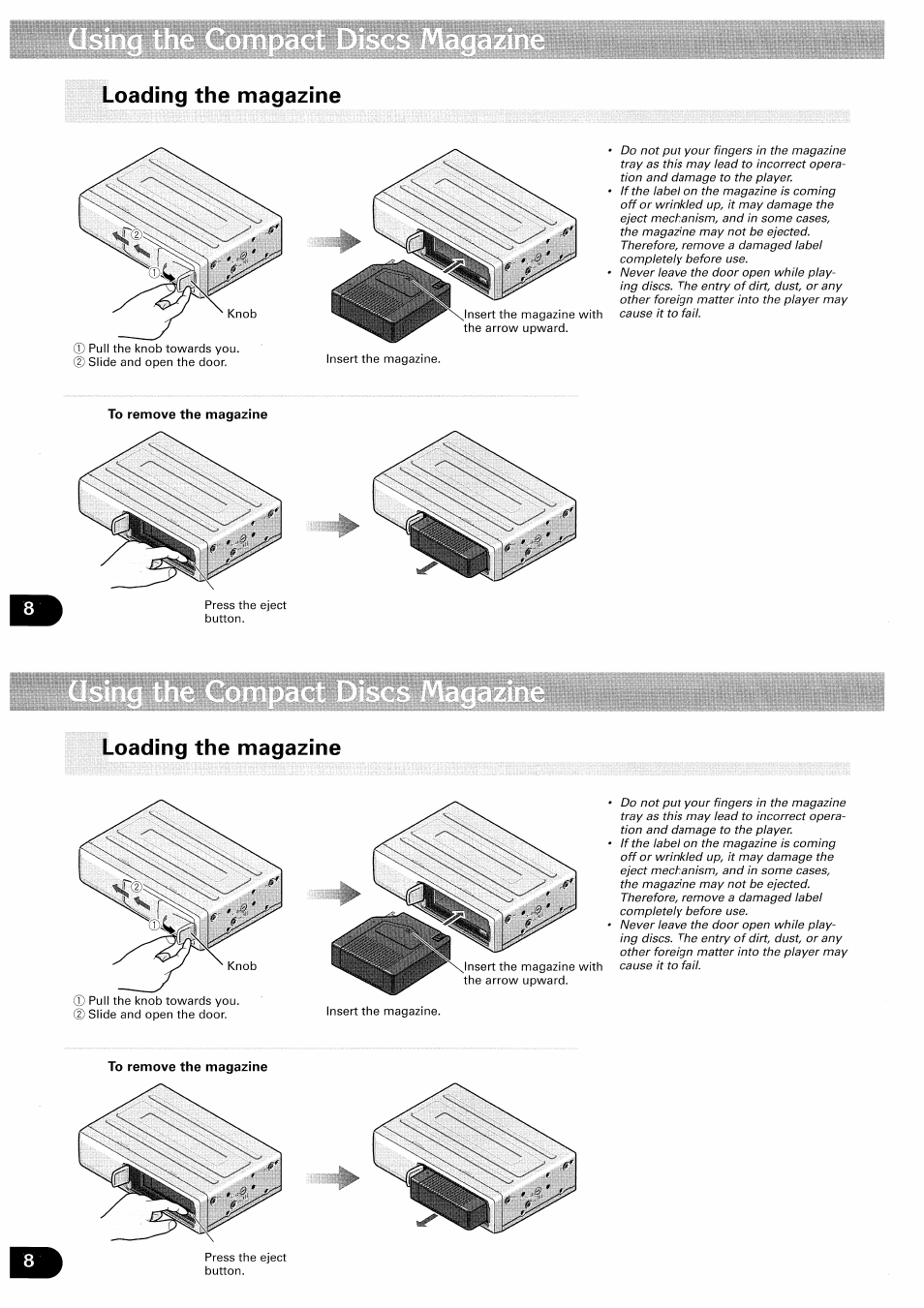 Loading the magazine | Pioneer CDX-FM657 User Manual | Page 8 / 68