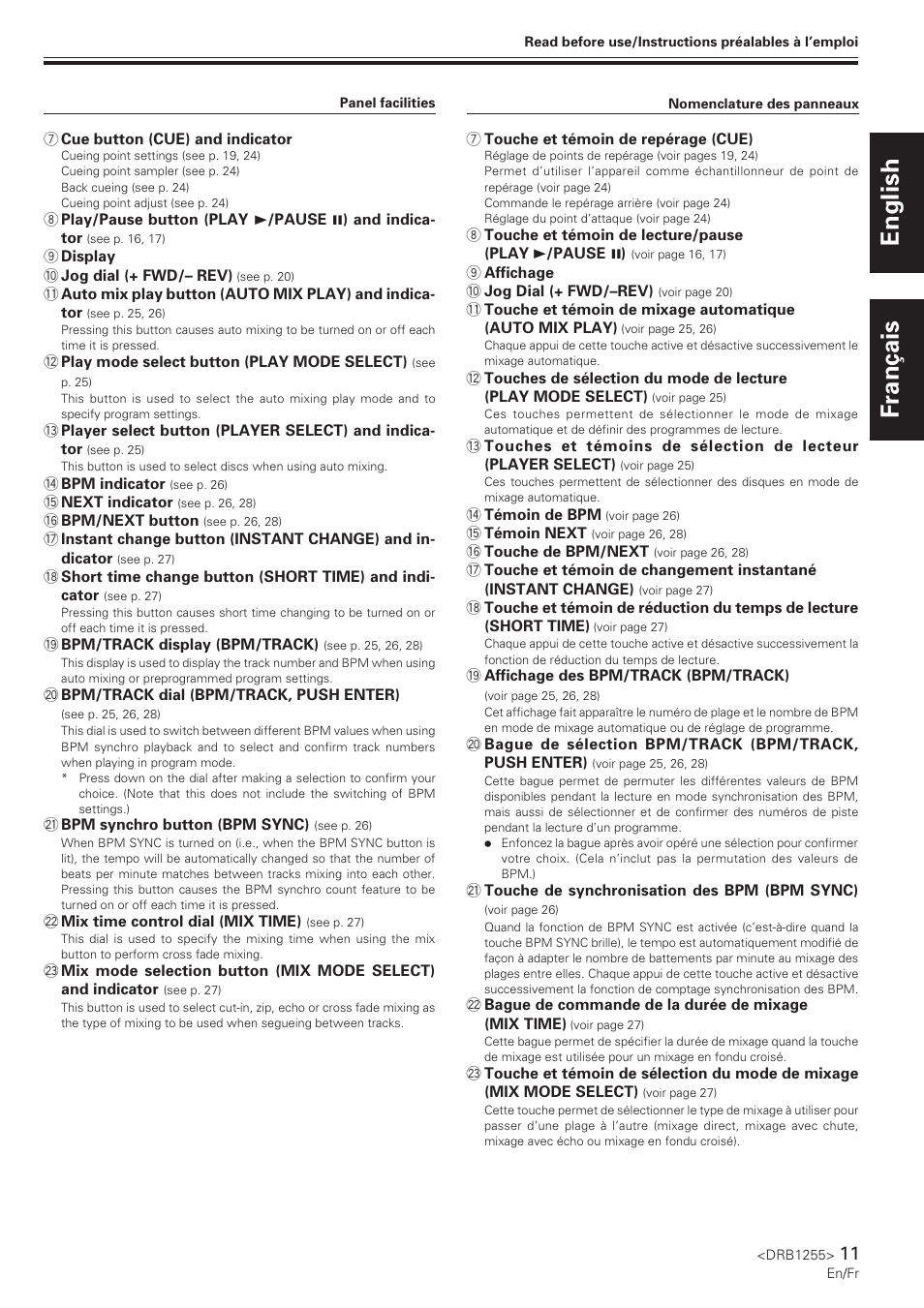 English français | Pioneer CMX-5000 User Manual | Page 11 / 104