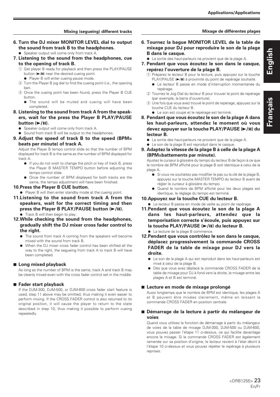 English français | Pioneer CMX-5000 User Manual | Page 23 / 104