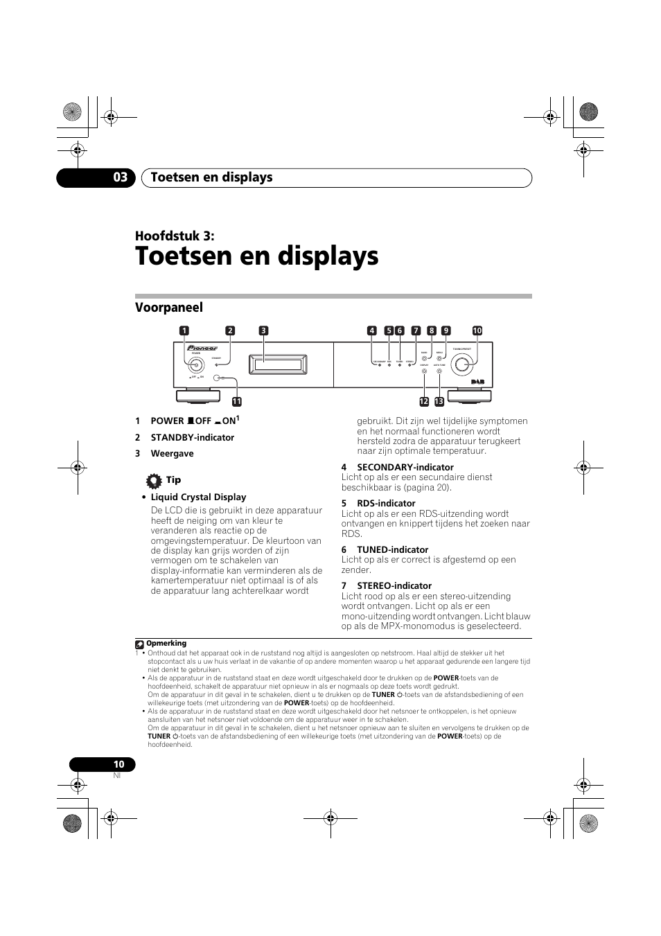 Voorpaneel, Toetsen en displays, Toetsen en displays 03 | Hoofdstuk 3 | Pioneer F-F6MK2-K User Manual | Page 100 / 182