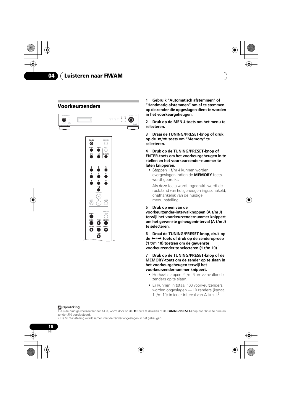 Voorkeurzenders, Luisteren naar fm/am 04, Standby | Pioneer F-F6MK2-K User Manual | Page 106 / 182