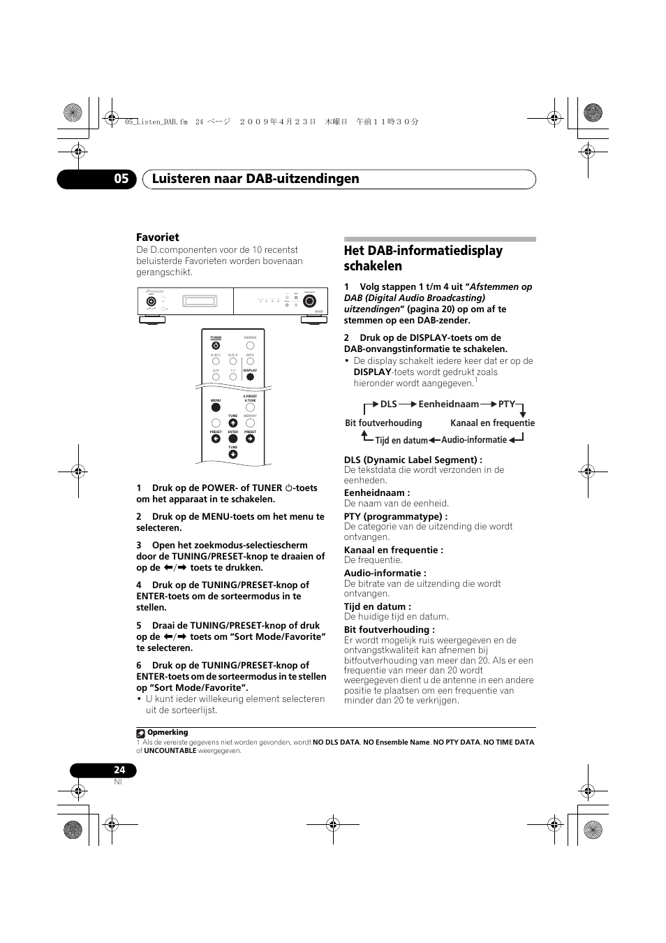 Het dab-informatiedisplay schakelen, Luisteren naar dab-uitzendingen 05, Favoriet | Pioneer F-F6MK2-K User Manual | Page 114 / 182