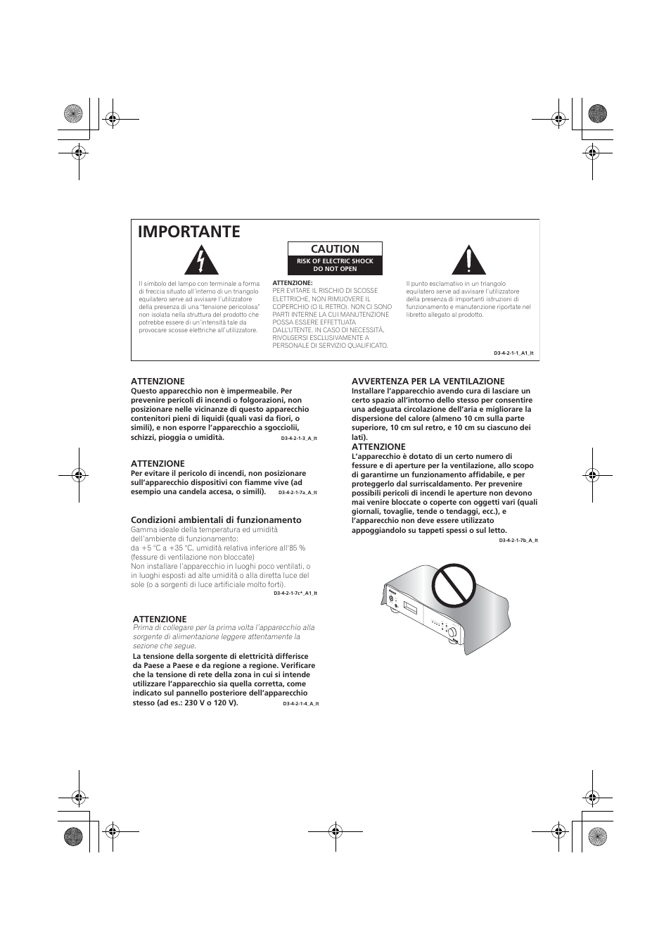 Importante | Pioneer F-F6MK2-K User Manual | Page 122 / 182