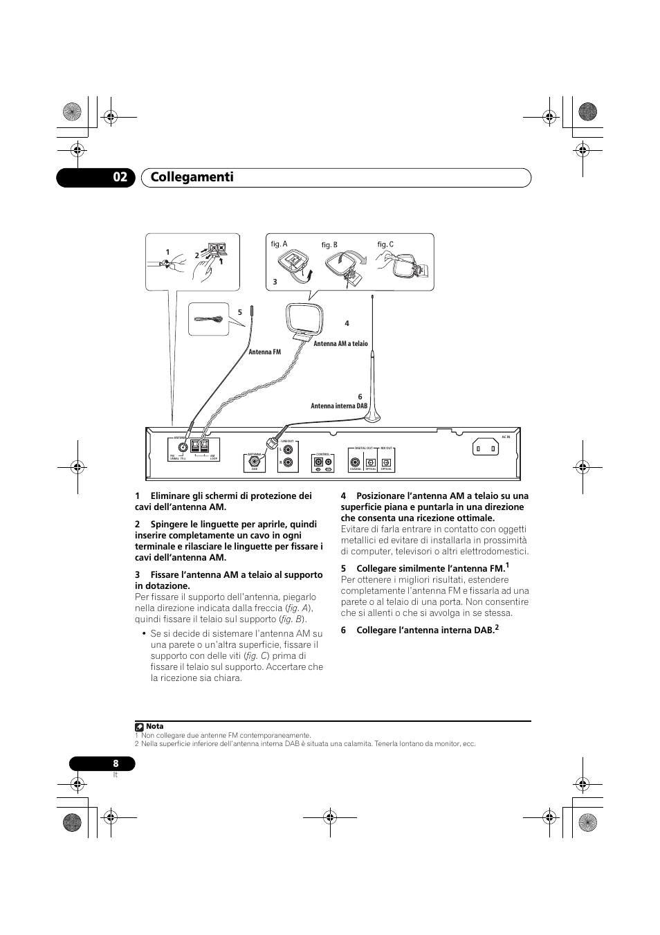 Collegamenti 02 | Pioneer F-F6MK2-K User Manual | Page 128 / 182
