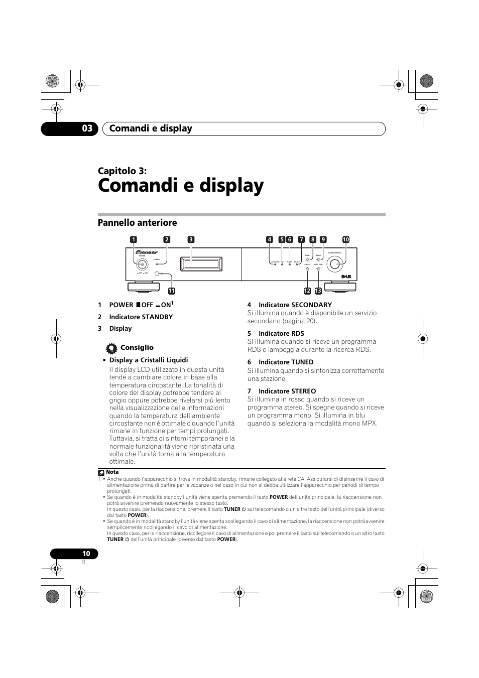 Pannello anteriore, Comandi e display, Comandi e display 03 | Capitolo 3 | Pioneer F-F6MK2-K User Manual | Page 130 / 182